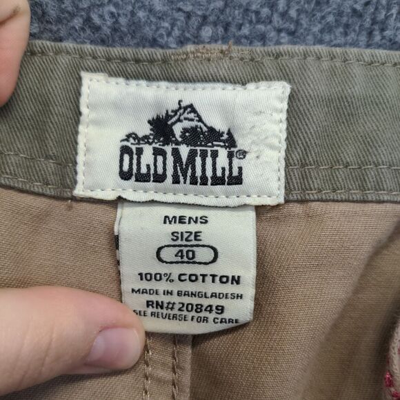 Old Mill Mens Cargo Shorts Tan Size 40 Cotton Pockets Belt Loops - Picture 13 of 13